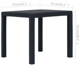 NNEVL Garden Table Anthracite 79x79x72 cm Plastic Rattan Look