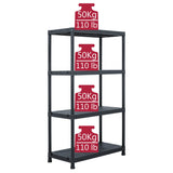 NNEVL Storage Shelf Rack Black 200 kg 80x40x138 cm Plastic