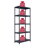 NNEVL Storage Shelf Rack Black 500 kg 90x60x180 cm Plastic