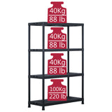 NNEVL Storage Shelf Rack Black 220 kg 90x40x138 cm Plastic