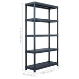 NNEVL Storage Shelf Rack Black 220 kg 90x40x138 cm Plastic