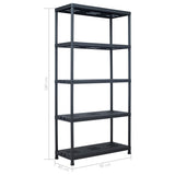 NNEVL Storage Shelf Rack Black 260 kg 90x40x180 cm Plastic