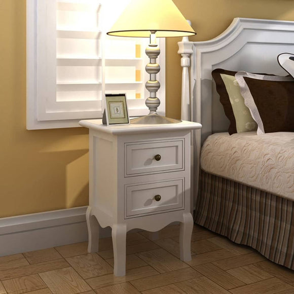 NNEVL Nightstands 4 pcs with 2 Drawers MDF White