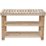 NNEVL 2-in-1 Shoe Rack with Bench Top 2 pcs Solid Wood