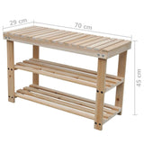 NNEVL 2-in-1 Shoe Rack with Bench Top 2 pcs Solid Wood