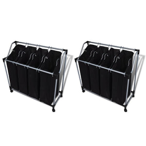 NNEVL Laundry Sorters with Bags 2 pcs Black and Grey