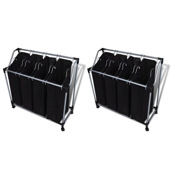 NNEVL Laundry Sorters with Bags 2 pcs Black and Grey