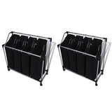 NNEVL Laundry Sorters with Bags 2 pcs Black and Grey