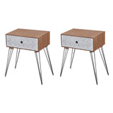 NNEVL Nightstands with Drawer 2 pcs Brown