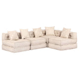 NNEVL 4-Seater Modular Pouffe Beige Fabric