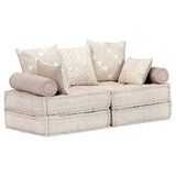 NNEVL 2-Seater Modular Pouffe Beige Fabric