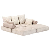 NNEVL 2-Seater Modular Pouffe Beige Fabric