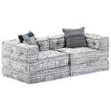 NNEVL 2-Seater Modular Pouffe Light Grey Fabric