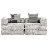 NNEVL 2-Seater Modular Pouffe Light Grey Fabric
