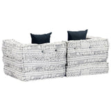 NNEVL 2-Seater Modular Pouffe Light Grey Fabric