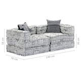NNEVL 2-Seater Modular Pouffe Light Grey Fabric