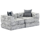 NNEVL 2-Seater Modular Pouffe Light Grey Fabric