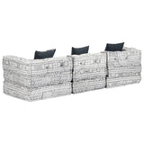 NNEVL 3-Seater Modular Pouffe Light Grey Fabric
