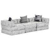 NNEVL 3-Seater Modular Pouffe Light Grey Fabric