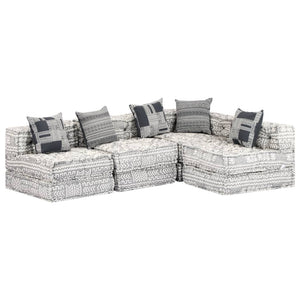NNEVL 4-Seater Modular Pouffe Light Grey Fabric