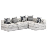 NNEVL 4-Seater Modular Pouffe Light Grey Fabric