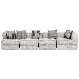 NNEVL 4-Seater Modular Pouffe Light Grey Fabric