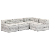 NNEVL 4-Seater Modular Pouffe Light Grey Fabric