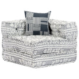 NNEVL 4-Seater Modular Pouffe Light Grey Fabric