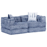 NNEVL 2-Seater Modular Pouffe Indigo Fabric