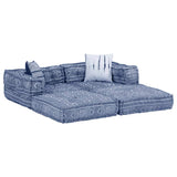 NNEVL 2-Seater Modular Pouffe Indigo Fabric
