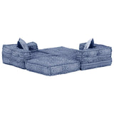 NNEVL 2-Seater Modular Pouffe Indigo Fabric