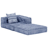 NNEVL 2-Seater Modular Pouffe Indigo Fabric