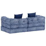 NNEVL 2-Seater Modular Pouffe Indigo Fabric