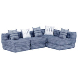 NNEVL 4-Seater Modular Pouffe Indigo Fabric