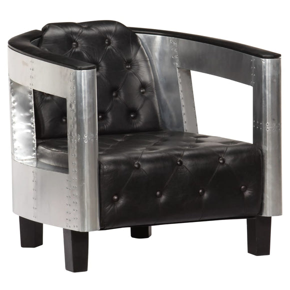 NNEVL Aviator Armchair Black Real Leather