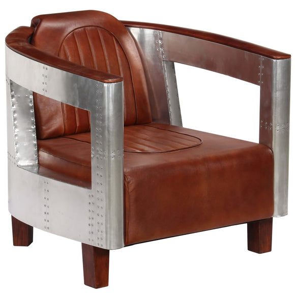 NNEVL Aviator Armchair Brown Real Leather