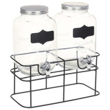 NNEVL Beverage Dispensers 2 pcs with Stand 2 x 4  L Glass