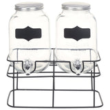 NNEVL Beverage Dispensers 2 pcs with Stand 2 x 4  L Glass