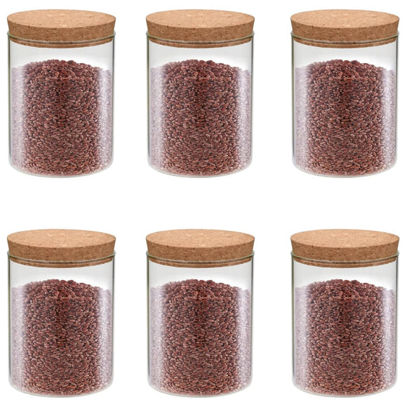 NNEVL Storage Glass Jars with Cork Lid 6 pcs 650 ml