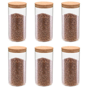 NNEVL Storage Glass Jars with Cork Lid 6 pcs 1100 ml