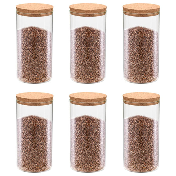 NNEVL Storage Glass Jars with Cork Lid 6 pcs 1100 ml