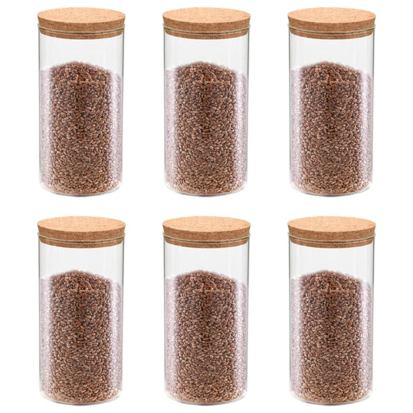 NNEVL Storage Glass Jars with Cork Lid 6 pcs 1400 ml