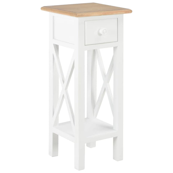 NNEVL Side Table White 27x27x65.5 cm Wood