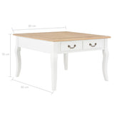 NNEVL Coffee Table White 80x80x50 cm Wood