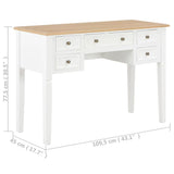 NNEVL Writing Desk White 109.5x45x77.5 cm Wood