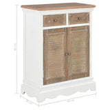 NNEVL Sideboard White 60x30x80 cm Solid Wood