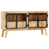 NNEVL Sideboard Brown and Black 160x30x80 cm Solid Rough Mango Wood