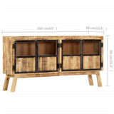 NNEVL Sideboard Brown and Black 160x30x80 cm Solid Rough Mango Wood