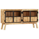 NNEVL Sideboard Brown and Black 160x30x80 cm Solid Rough Mango Wood