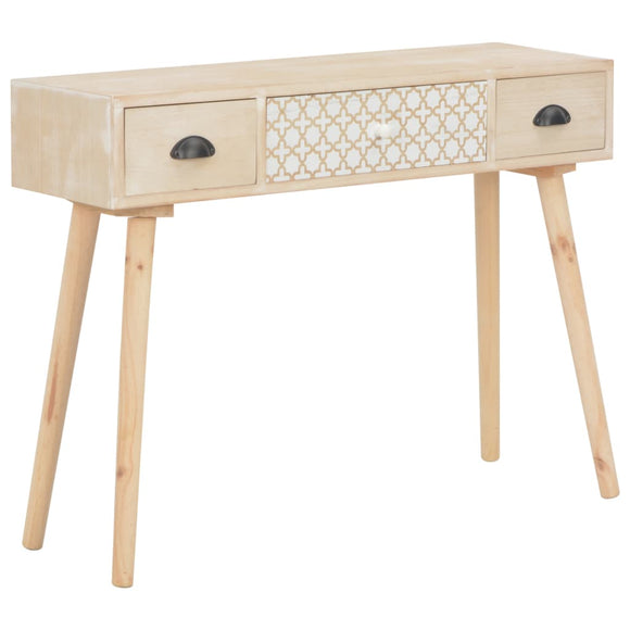 NNEVL Console Table with 3 Drawers 100x30x73 cm Solid Pinewood